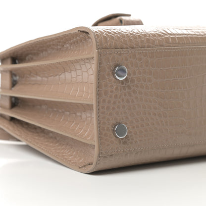 Saint Laurent Calfskin Crocodile Embossed Baby Sac De Jour Brown 9 of 12