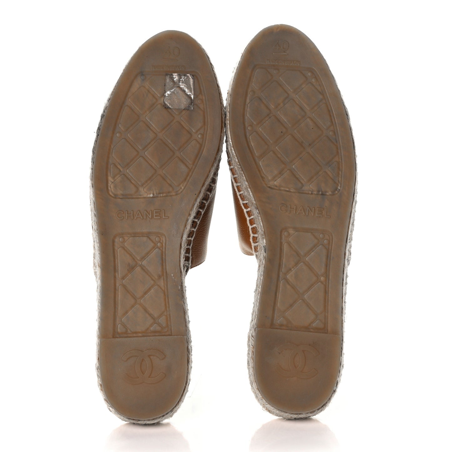 Calfskin CC Espadrille Mules 40 Light Brown