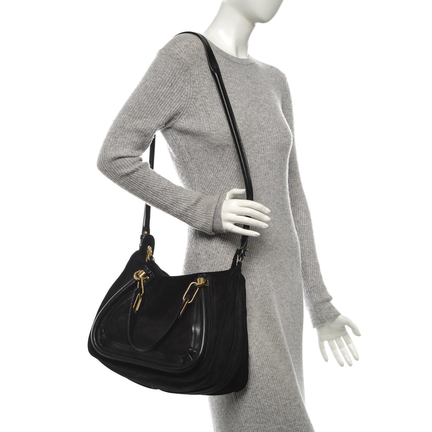 Suede Calfskin Small Paraty Black