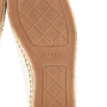 Chanel Fabric Biarritz CC Espadrilles 39 White Gold 7 of 10