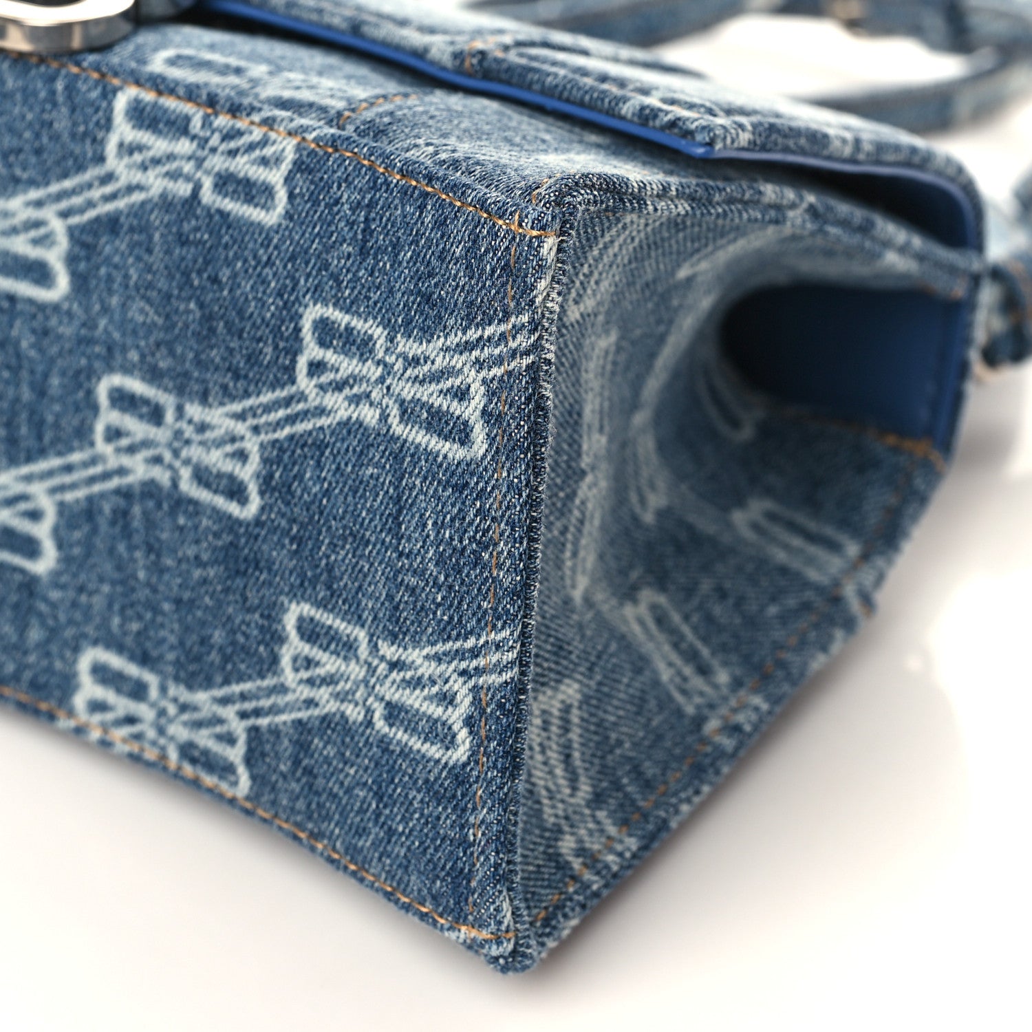 Balenciaga Denim BB Monogram Small Hourglass Top Handle Bag Blue 10 of 10