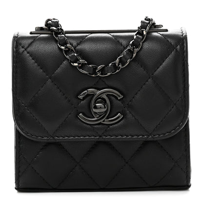 Chanel Lambskin Quilted Mini Trendy CC Clutch With Chain So Black 1 of 11