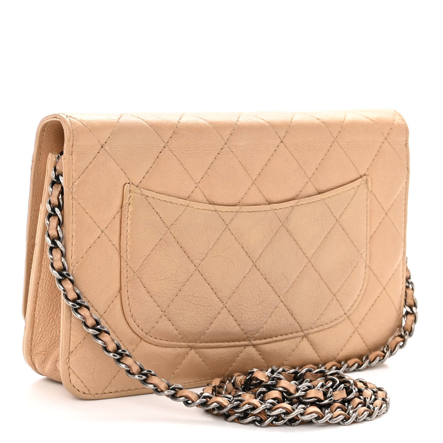 Metallic Calfskin Lucky Charms Casino 2.55 Reissue Wallet On Chain WOC Beige