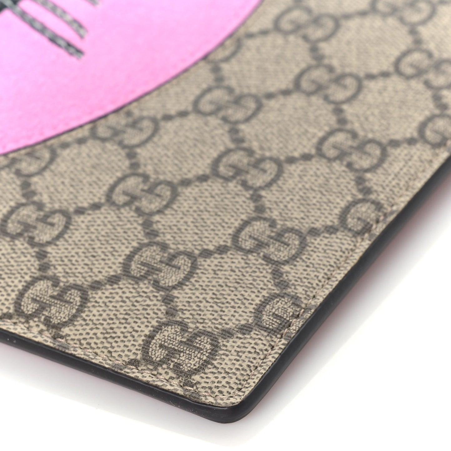 GG Supreme Monogram Bosco Patch Zip Pouch Beige Malva Hibiscus Red