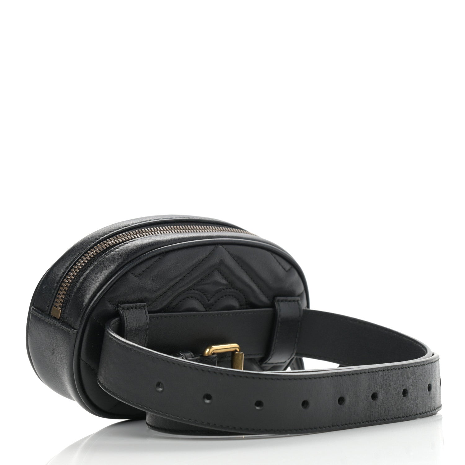 Gucci Calfskin Matelasse GG Marmont Belt Bag 75 30 Black 3 of 11