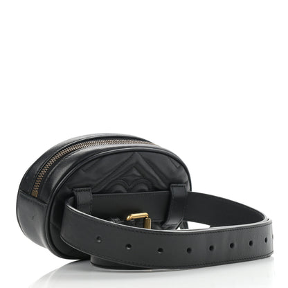 Gucci Calfskin Matelasse GG Marmont Belt Bag 75 30 Black 3 of 11