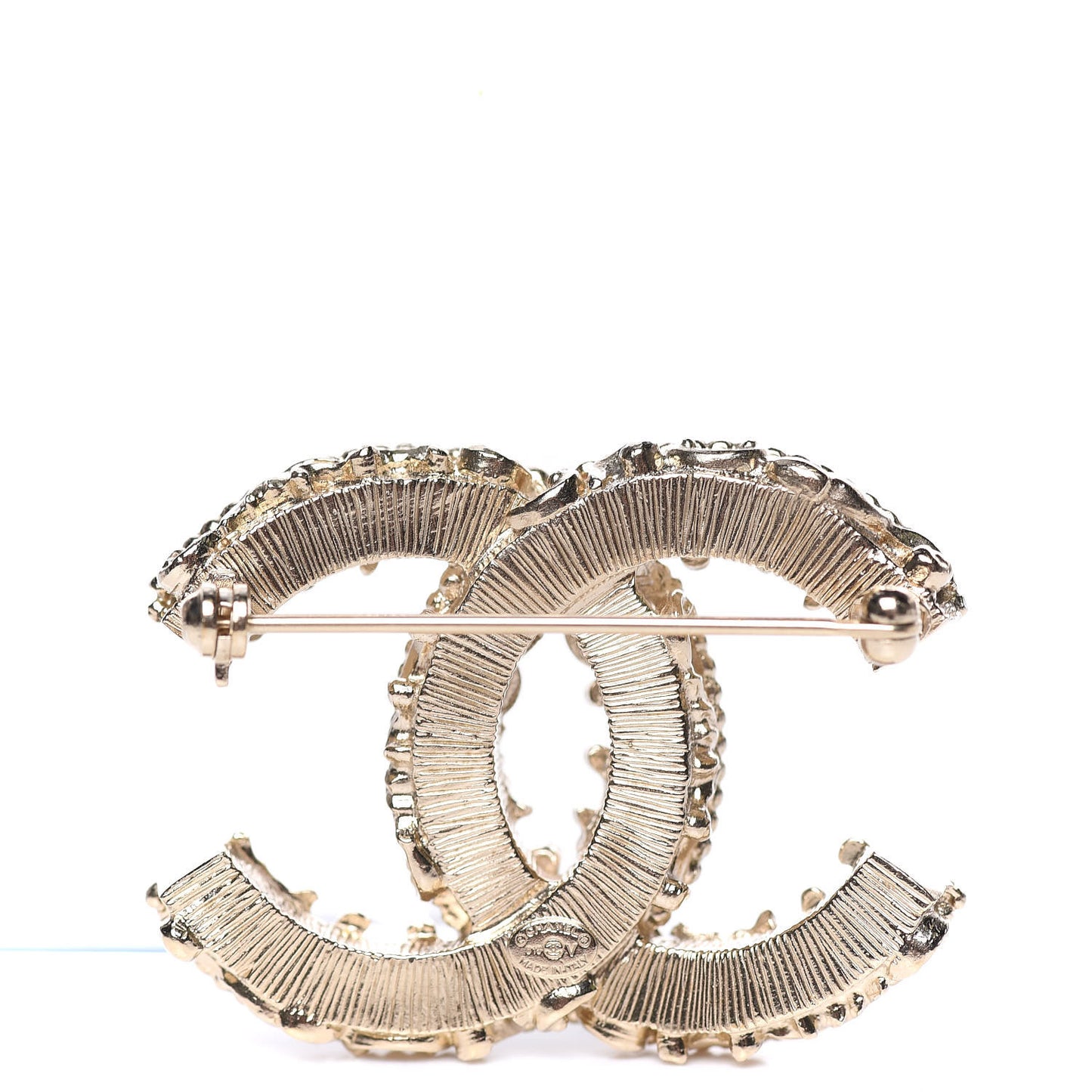 Enamel CC Baroque Brooch Black Gold