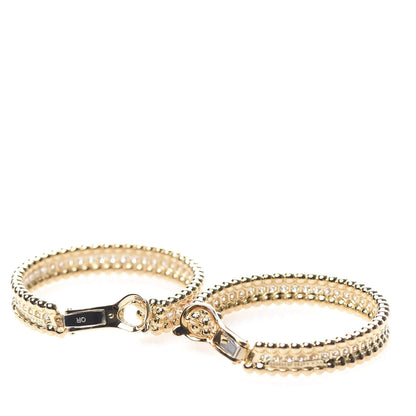 Van Cleef & Arpels 18K Yellow Gold Diamond Perlee Hoop Earrings 3 of 6