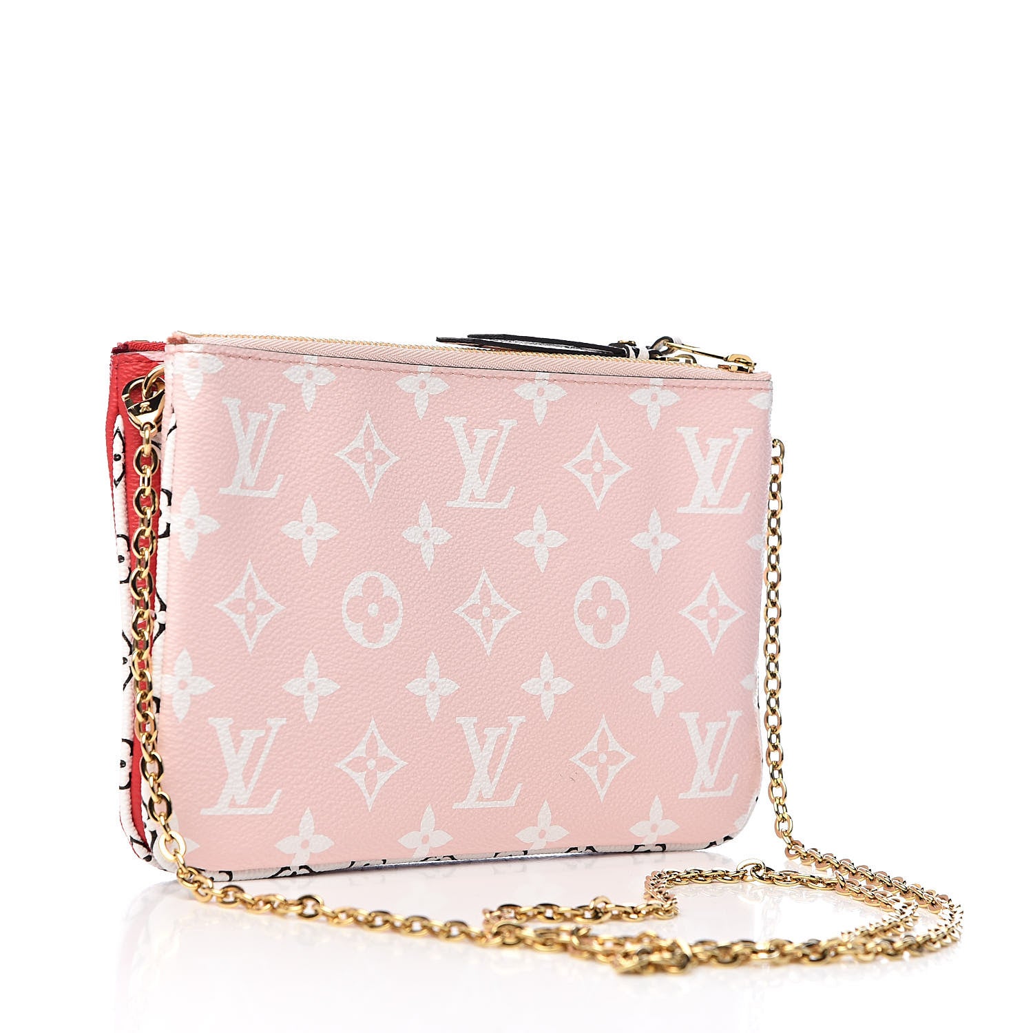 Louis Vuitton Monogram Giant Double Zip Pochette Rouge 3 of 11