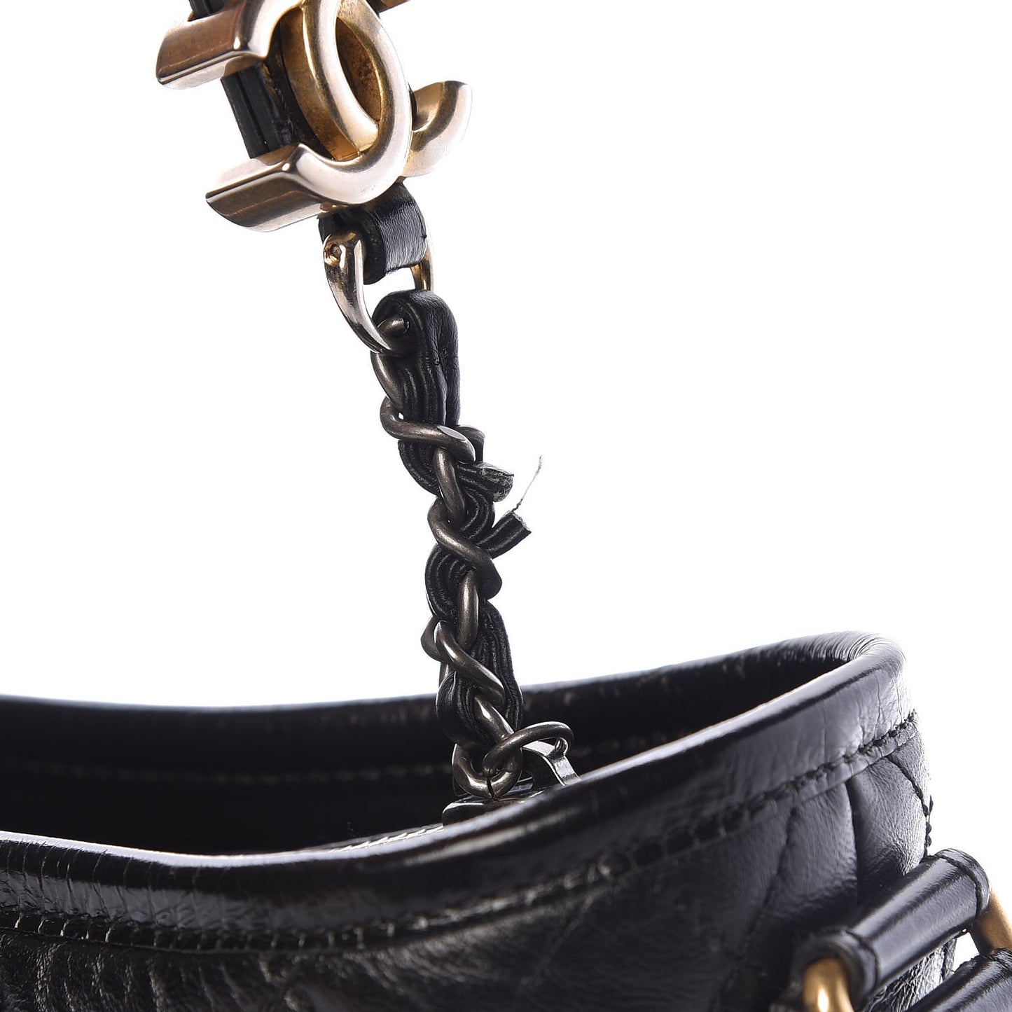 Aged Calfskin Quilted Small Gabrielle Hobo Black