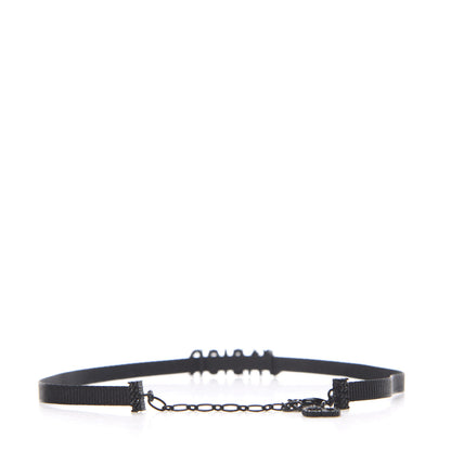 Christian Dior Grosgrain Ribbon Crystal J'Adior Logo Choker Necklace Black 3 of 5