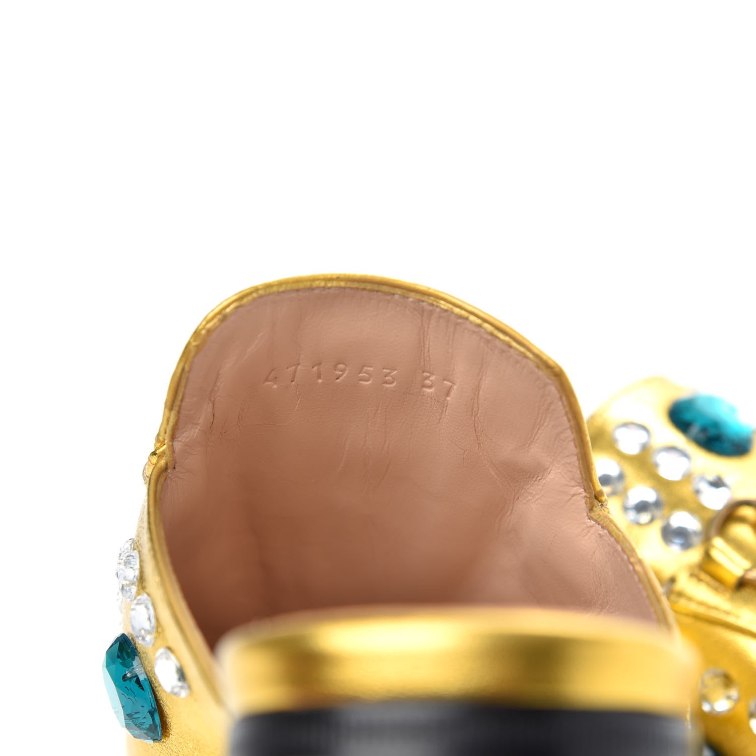 Gucci Metallic Nappa Crystal Womens Princetown Slippers 37 Gold 8 of 9