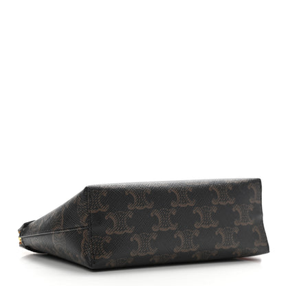 Celine Triomphe Canvas Calfskin Small Zipped Pouch Tan 4 of 8