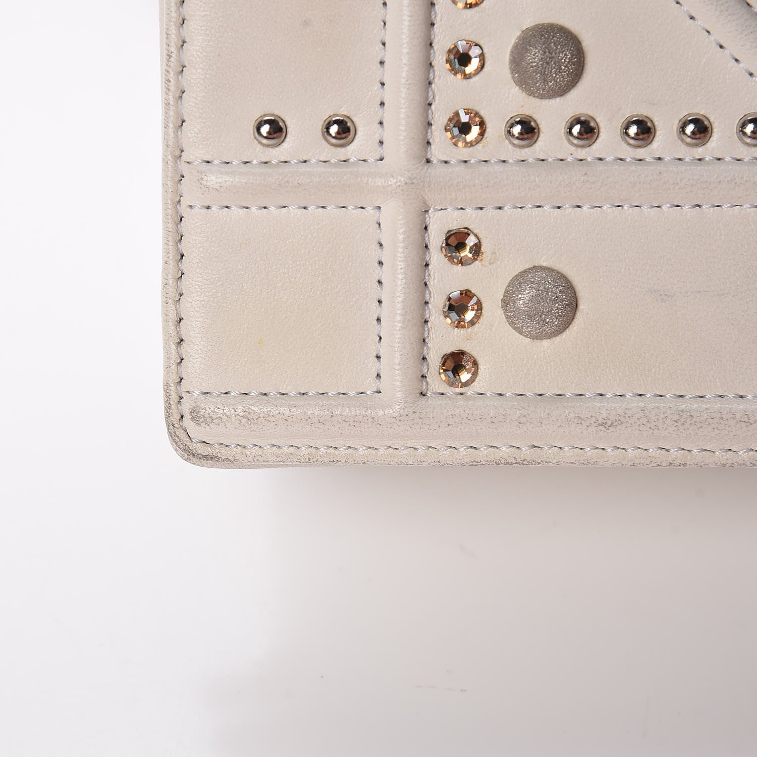 Christian Dior Lambskin Crystal Studded Small Diorama Flap Bag Off White 11 of 21