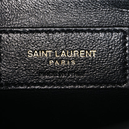 Saint Laurent Grain De Poudre Textured Mixed Matelasse Triquilt Medium Monogram Satchel Black 5 of 10