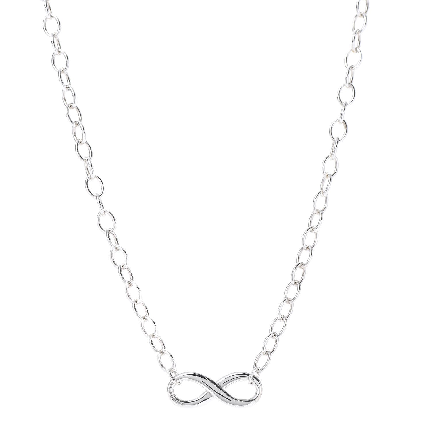 Tiffany Sterling Silver Narrow Infinity Link Necklace 1 of 6
