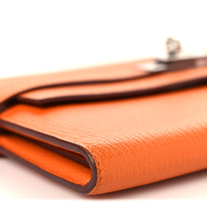 Hermes Chevre Mysore Kelly Longue Wallet Orange 8 of 12