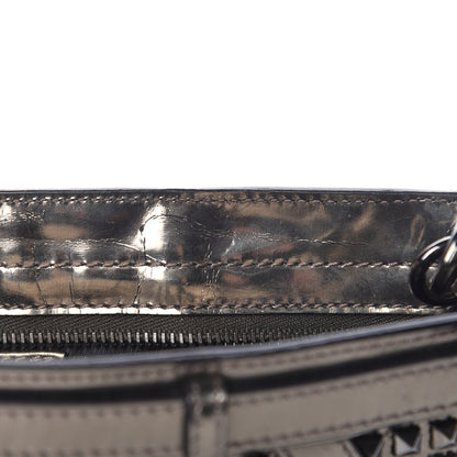 Burberry Metallic Patent Studded Wristlet Clutch Pewter 10 of 16