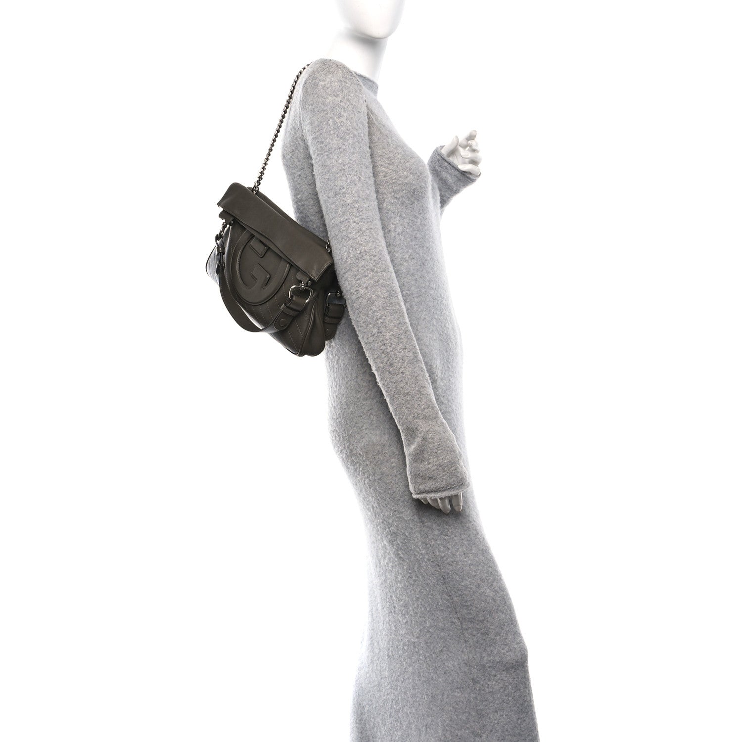 Gucci Sakai Be Green Calfskin Diagonal Stitched Small Blondie Tote Craclet Brown 2 of 11