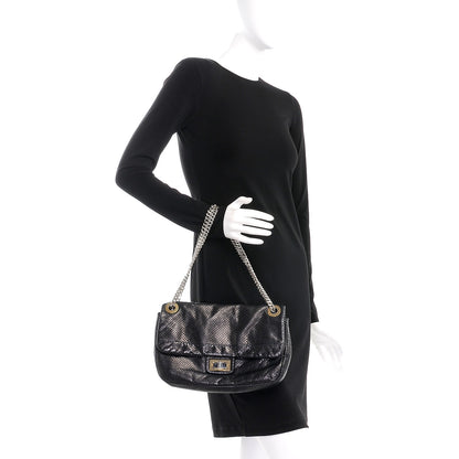 Chanel Metallic Crackled Calfskin Large Perforated Drill Flap Black 3 of 9