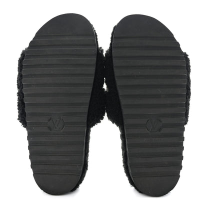 Louis Vuitton Shearling Magnetic Flat Mule 38 Black 5 of 9