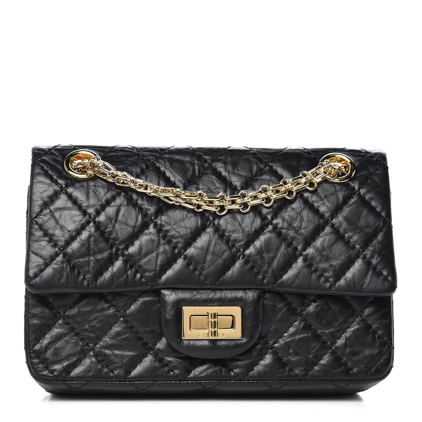 Aged Calfskin Quilted 2.55 Reissue Mini Flap Black