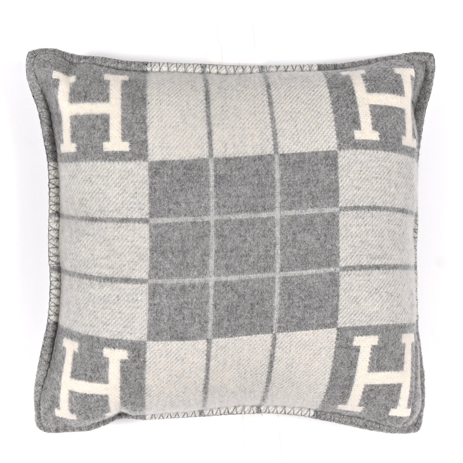 Hermes Wool Cashmere Avalon III Pillow PM Ecru Gris Clair 2 of 3