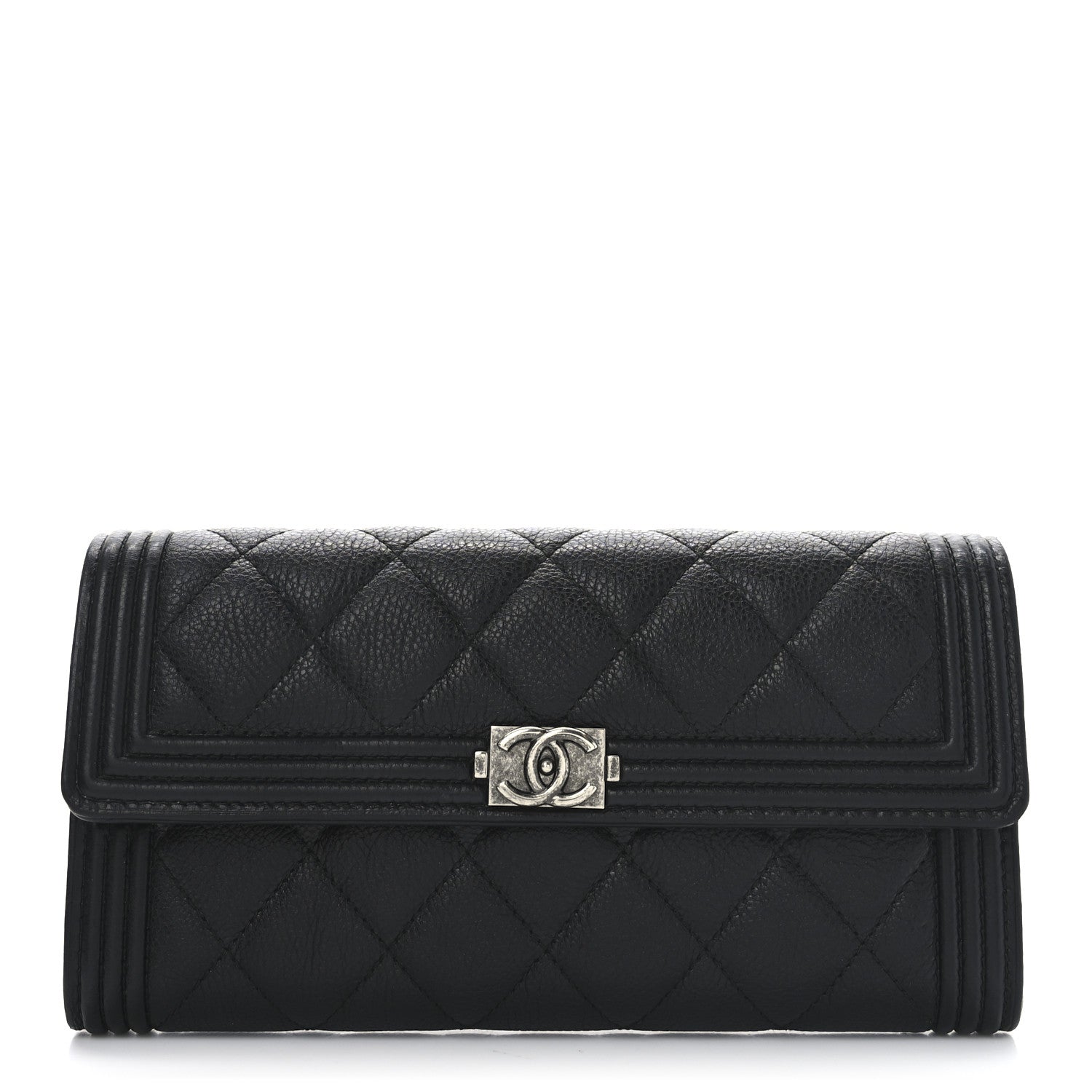 Chanel Caviar Quilted Large Boy Gusset Flap Wallet Black 1 of 10