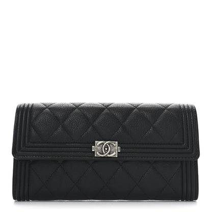 Chanel Caviar Quilted Large Boy Gusset Flap Wallet Black 1 of 10