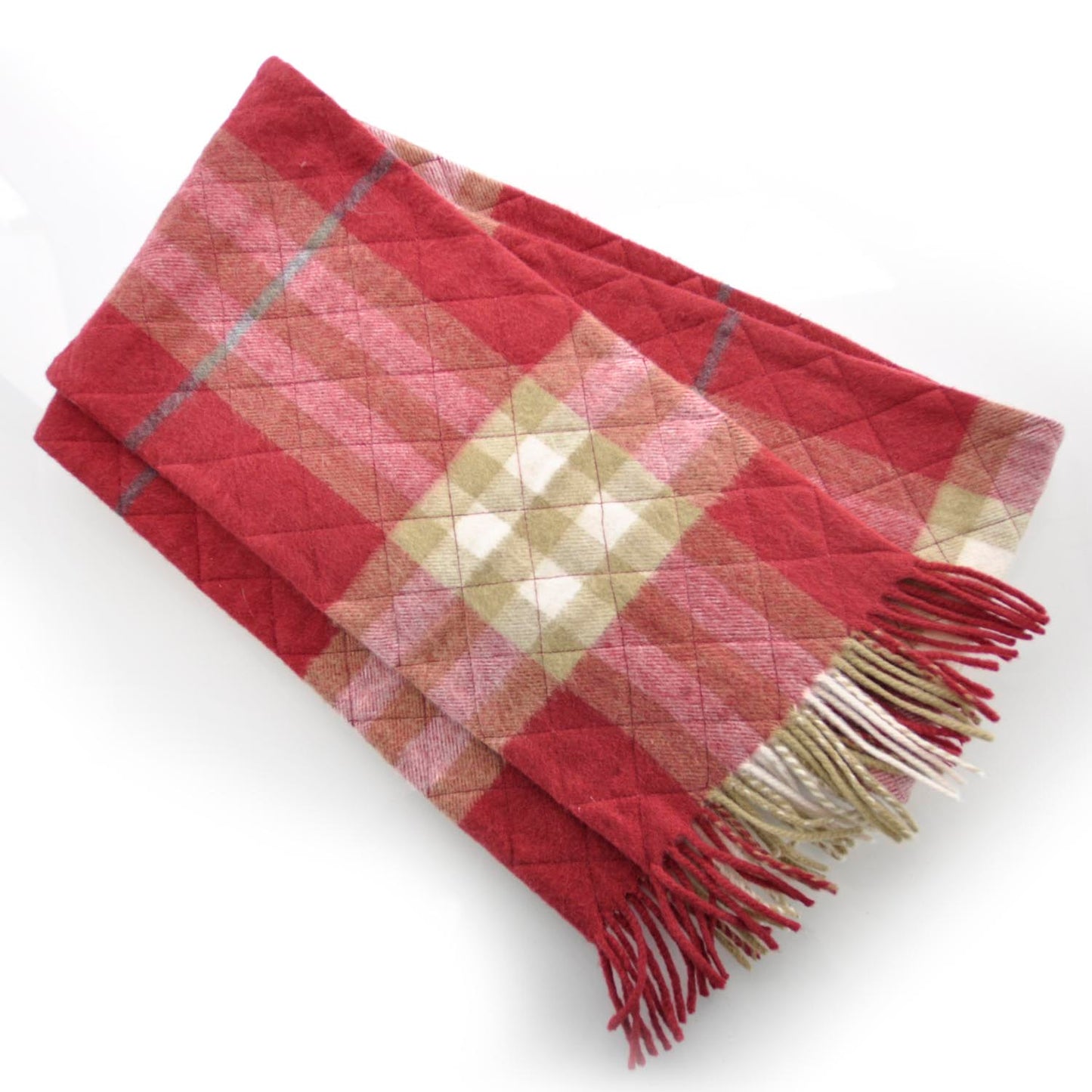 Cashmere Quilted Check Scarf Red