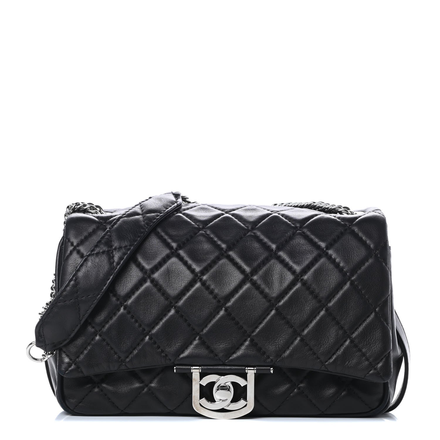 Chanel Lambskin Quilted Jumbo Icons Secret Label Flap Black 1 of 13
