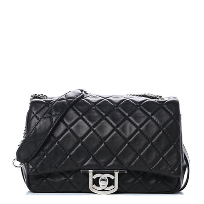 Chanel Lambskin Quilted Jumbo Icons Secret Label Flap Black 1 of 13