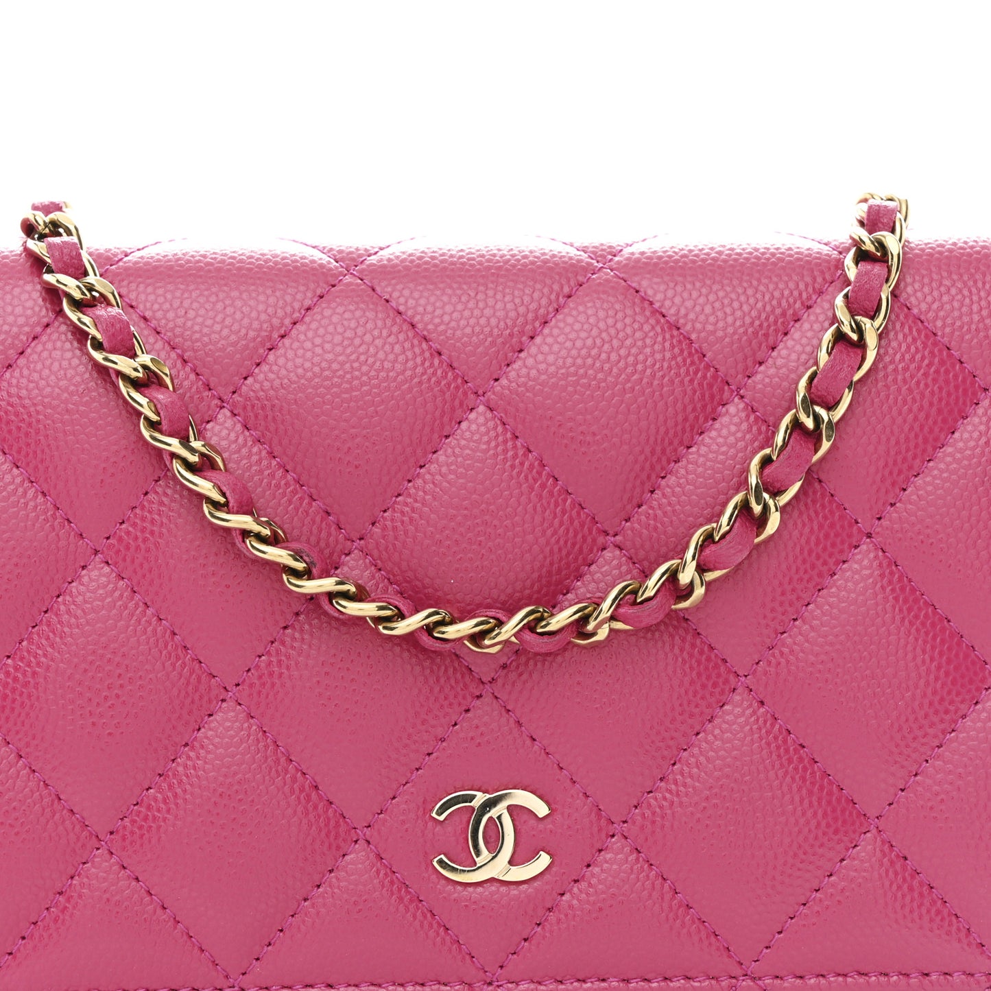 Caviar Quilted Wallet On Chain WOC Dark Pink