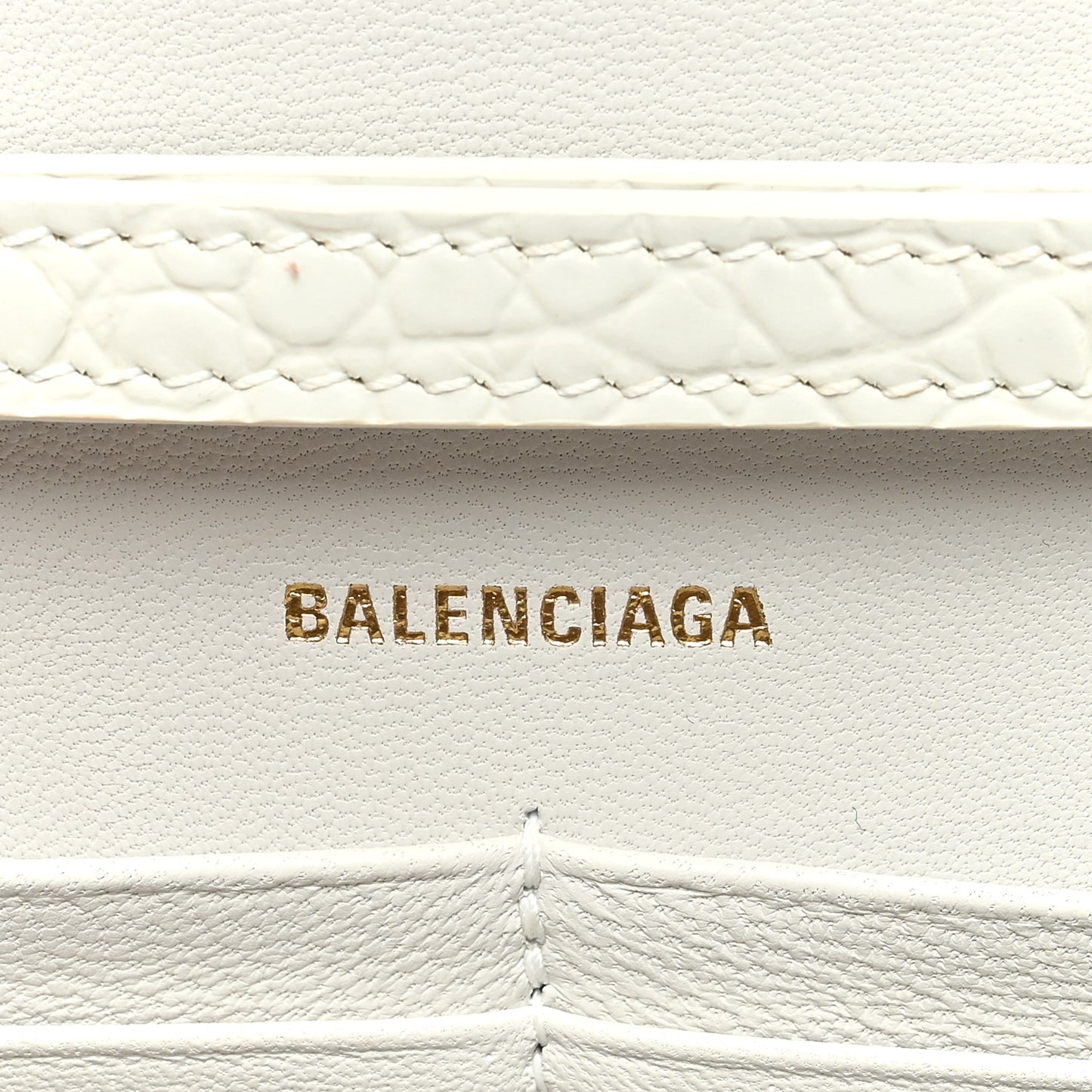 Shiny Calfskin Crocodile Embossed Hourglass Chain Bag White