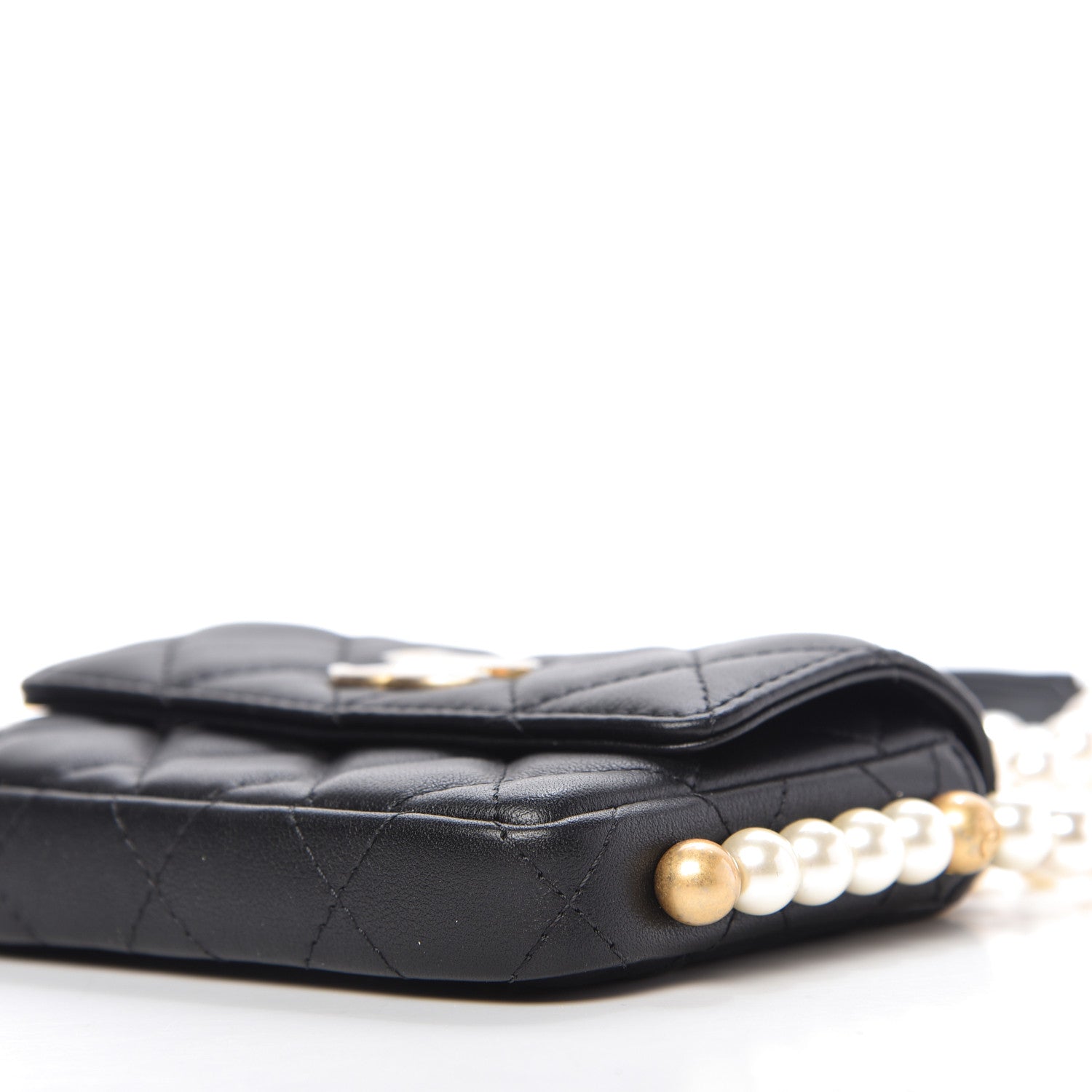 Chanel Calfskin Quilted About Pearls Card Holder Flap With Chain Black 7 of 11