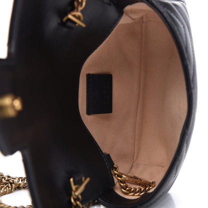 Gucci Calfskin Matelasse Super Mini GG Marmont Shoulder Bag Black 5 of 11
