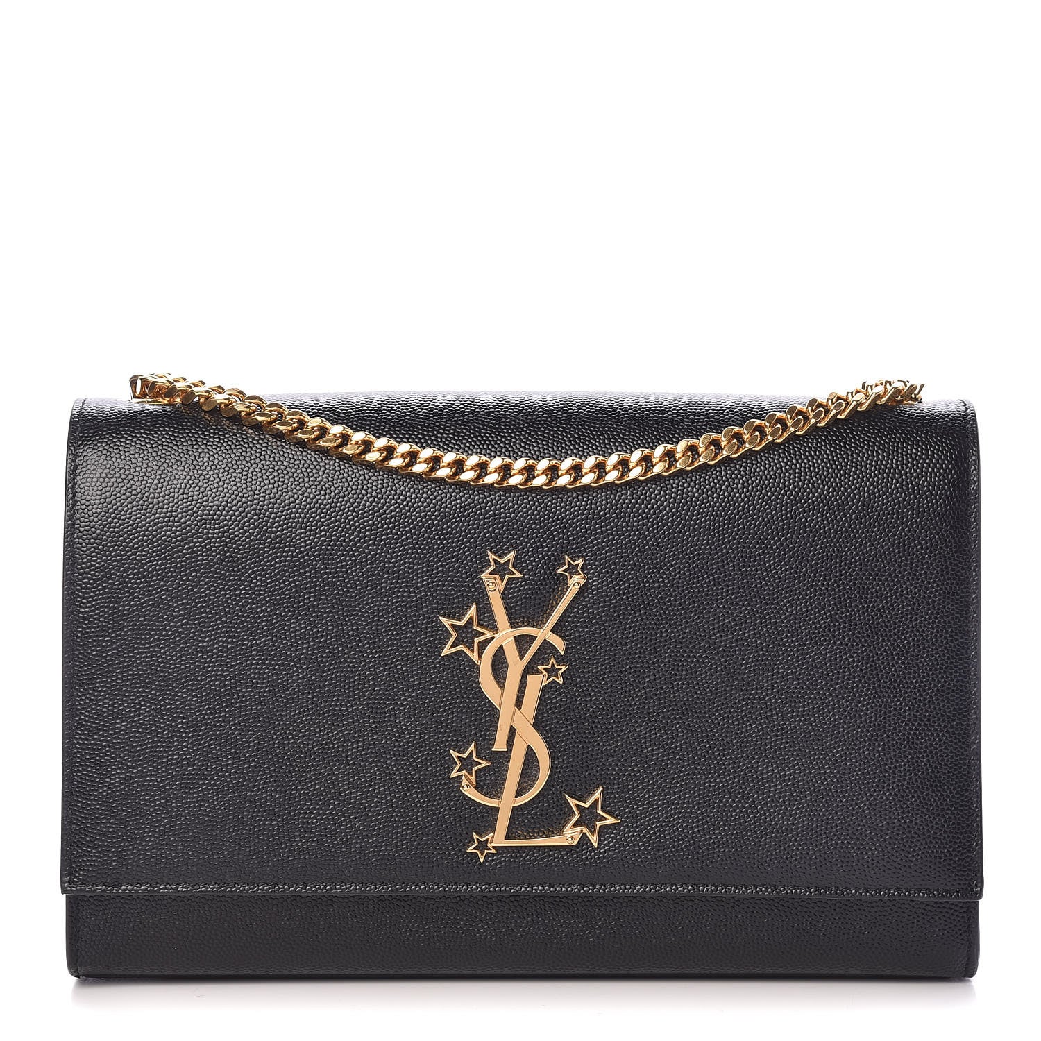 Saint Laurent Grain De Poudre Star Monogram Kate Satchel Black 1 of 10