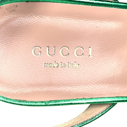 Gucci Metallic Nappa Crawford Knot Slingback Sandals 39 Green 7 of 7