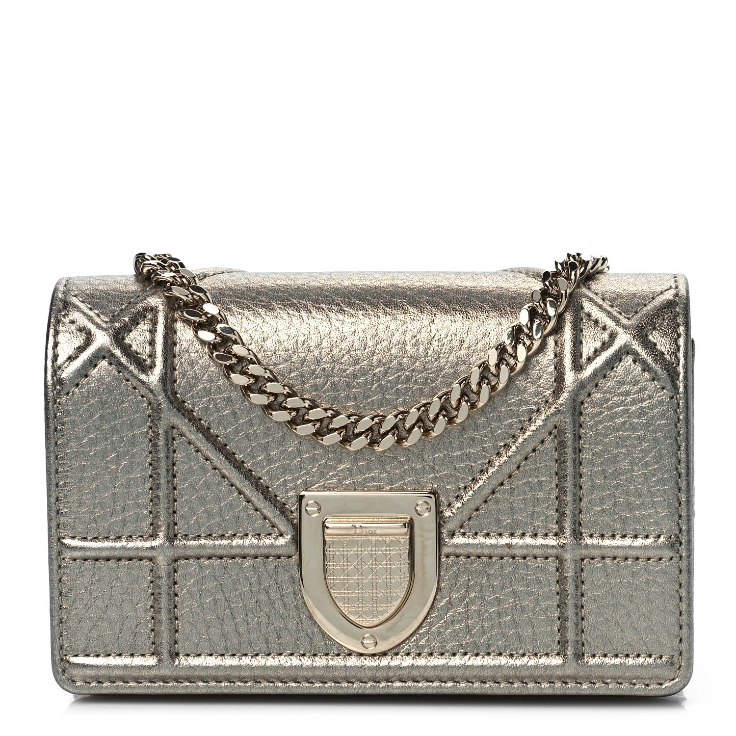 Christian Dior Metallic Grained Calfskin Baby Diorama Flap Bag Champagne 1 of 8