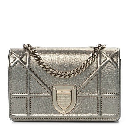 Christian Dior Metallic Grained Calfskin Baby Diorama Flap Bag Champagne 1 of 8