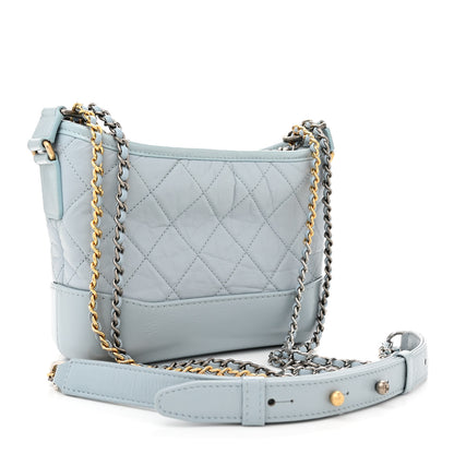 Chanel Aged Calfskin Quilted Small Gabrielle Hobo Light Blue 3 of 12