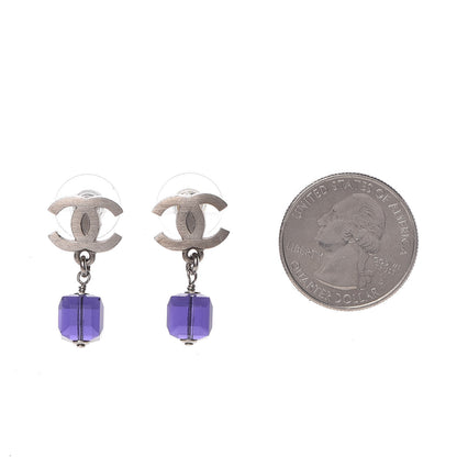 Chanel Ruthenium Bead CC Drop Earrings Purple 2 of 4