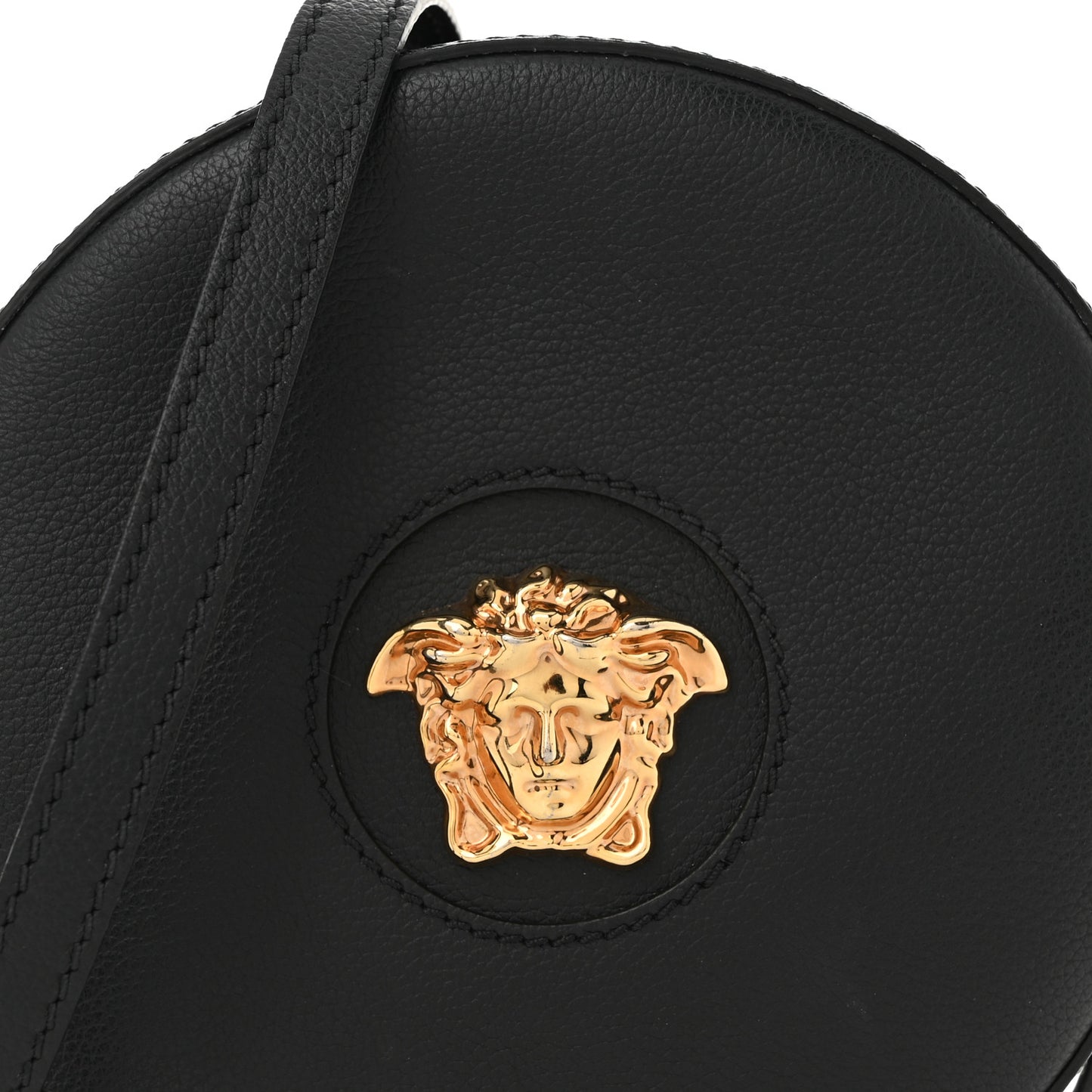 Calfskin La Medusa Round Camera Bag Black