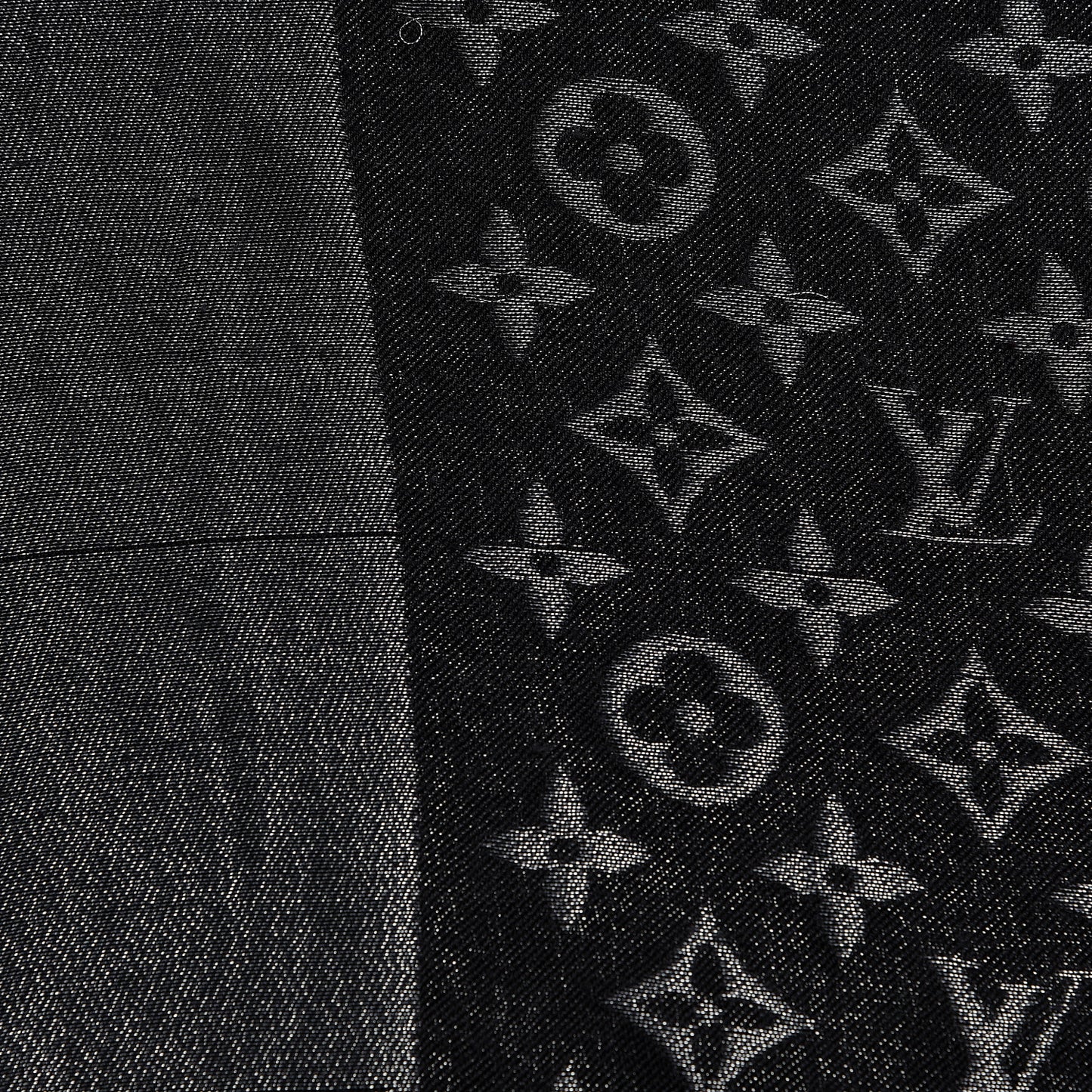 Silk Lurex Wool Monogram Shine Shawl Black