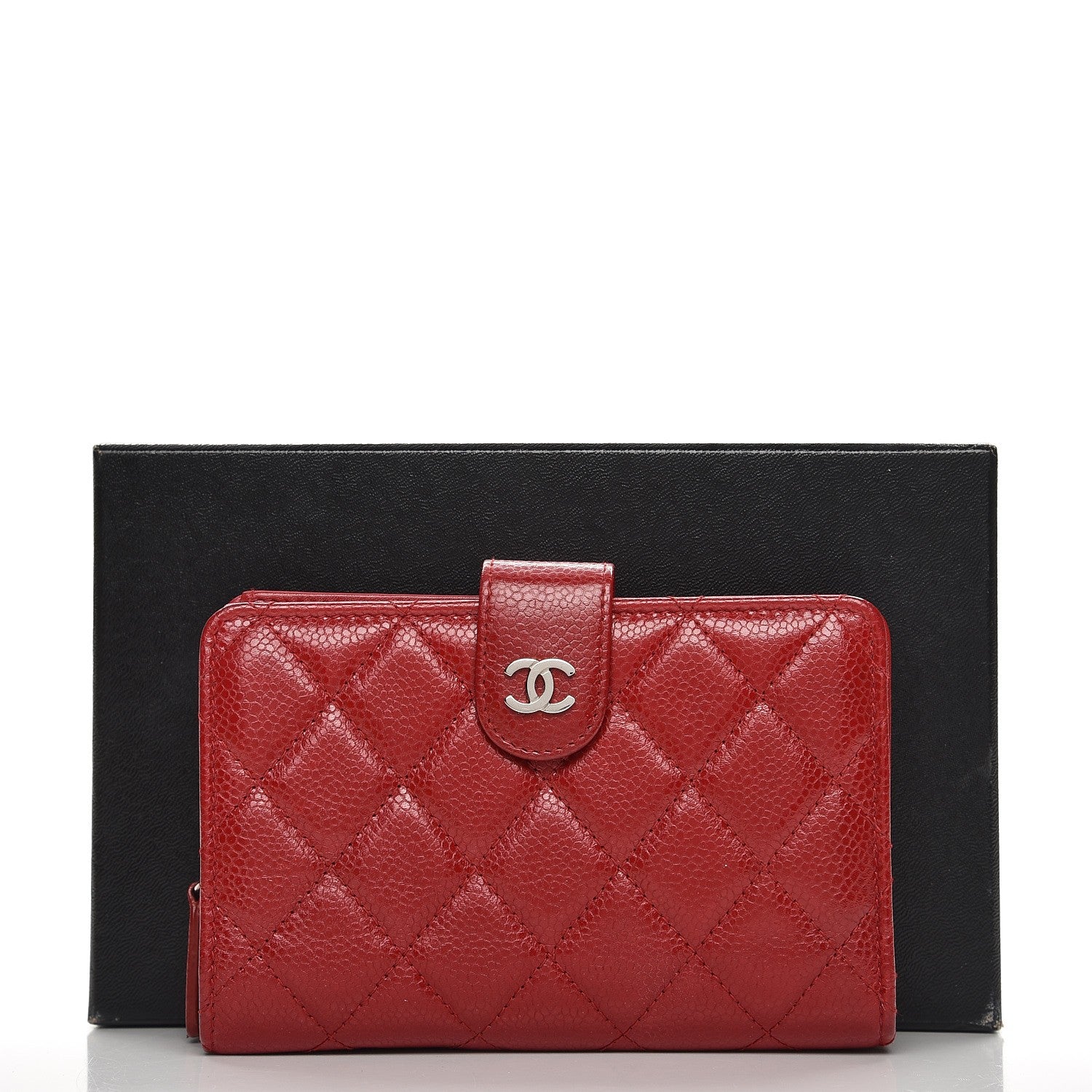 Chanel Caviar Quilted Zipped Pocket Wallet Red 8 of 8