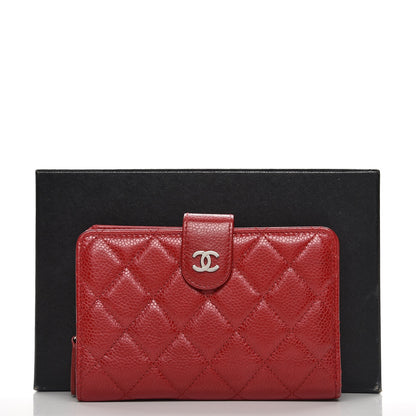 Chanel Caviar Quilted Zipped Pocket Wallet Red 8 of 8