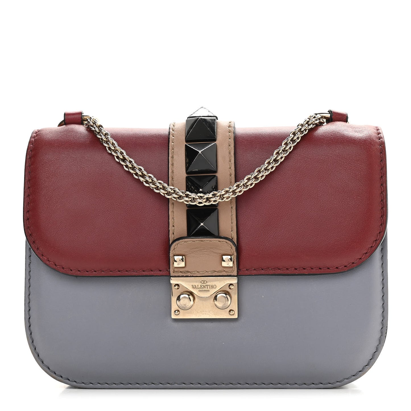 Vitello Small Glam Lock Rockstud Flap Multicolor