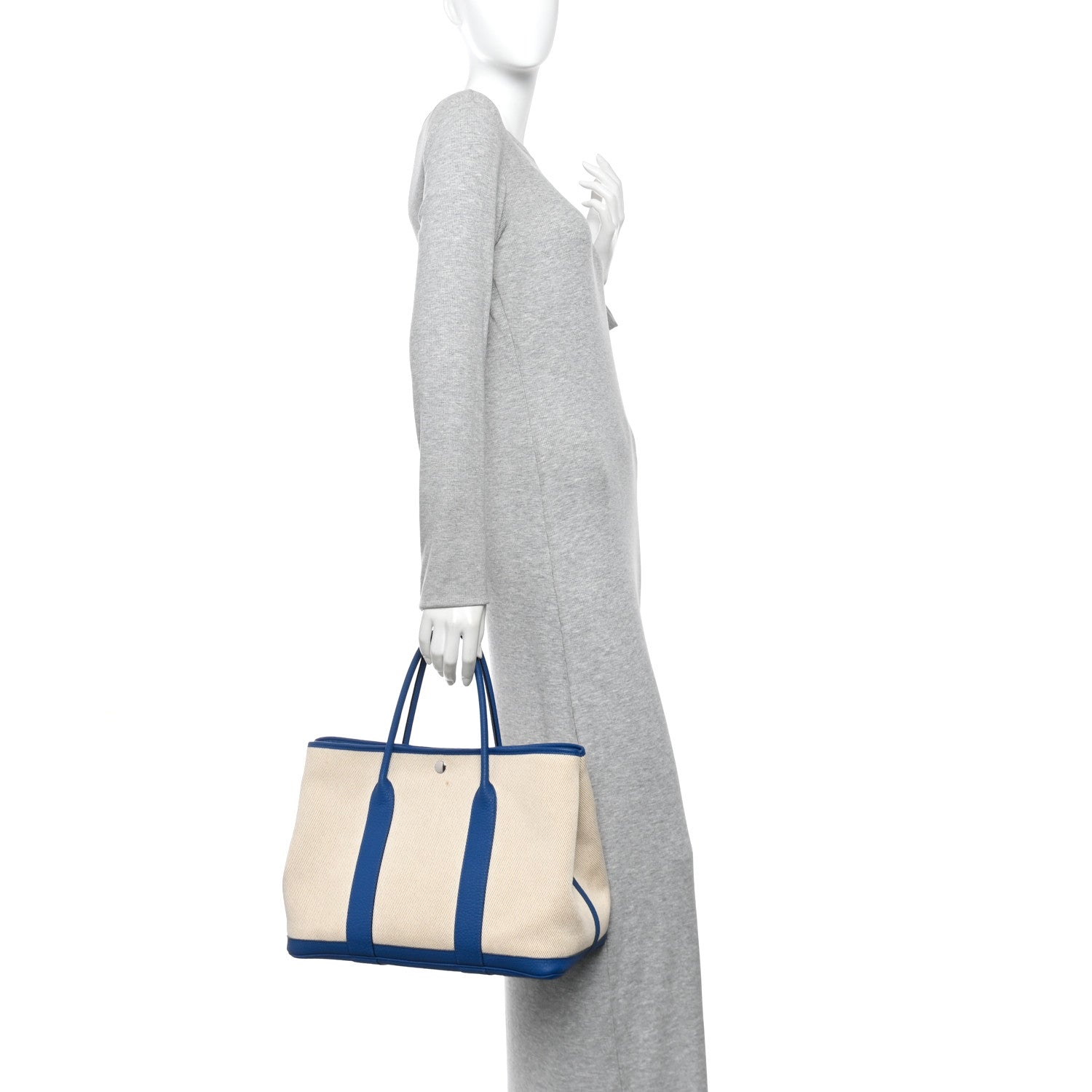 Hermes Twill H Negonda Garden Party 36 MM Tote Ecru Desert Bleu France 2 of 12