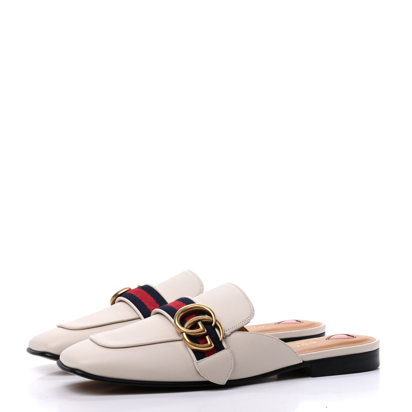 Calfskin Web Womens Peyton GG Slippers 36.5 White