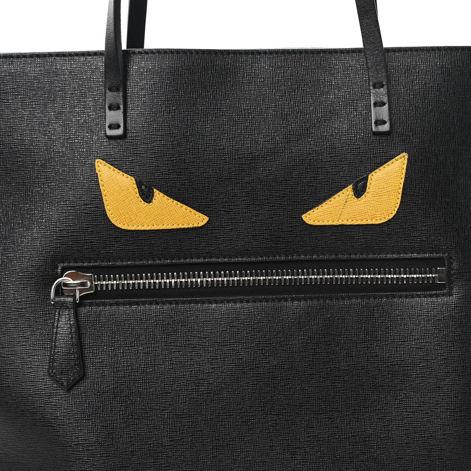 Fendi Vitello Elite Cuoio Monster Buggies Medium Roll Tote Black Multicolor Blue Cobalto 8 of 11